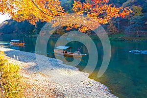 Sailing boat in Arashiyama Kyoto, Japan