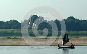 Sailing boat on Ayeyarwady river