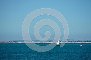 Sailing boat in the bay of Cadiz, Andalusia. Spain.