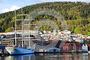 Sailing boat in Bergen Harbor, Norway