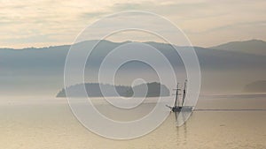 Sailing Boat Crossing the Strait of Georgia