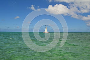 Sailing Boat with Crystal Clear Caribbean Waters