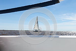 Sailing Boat Detail Regatta Horizon Summer Nautical