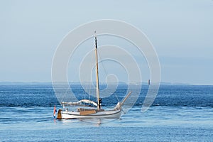 Sailing boat in the Etel bar in Morbihan coast