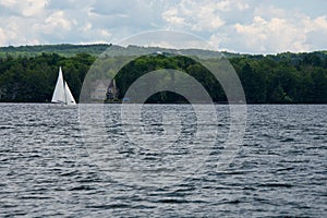 Sailing Boat on a large canadian lake  in Quebec