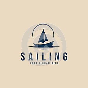 sailing boat logo vintage design template vector illustration design template