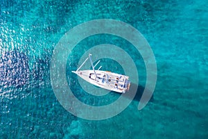 Sailing boat moored in the Aegean Sea, Greece