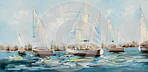 Sailing Boat Oil Painting photo