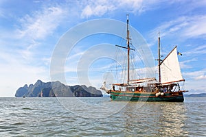 Sailing boat in Phang Nga Bay, Thailand photo