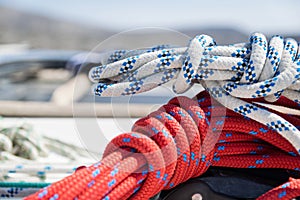 Sailing boat ropes on deck