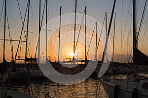 Sailing Boat`s Masts: Dock Seaside