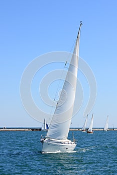 Sailing boat at sea