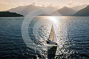 Sailing boat at sea, aerial