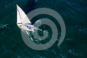 Sailing boat at sea, aerial