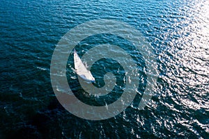 Sailing boat at sea, aerial