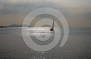 Sailing boat on the sea. Beautiful view