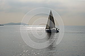 Sailing boat on the sea. Beautiful view