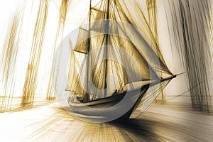 sailing boat in the sea, 3d digitally rendered illustration. photo