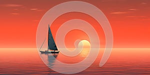 Sailing boat in the sea at sunset. Beautiful seascape.