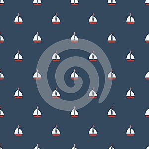 Sailing Boat Seamless Pattern.