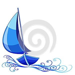 Sailing Boat Ship Logo Stylized Abstract Design Vector