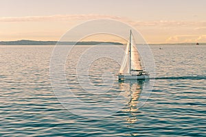 Sailing boat ship yachts with white sails