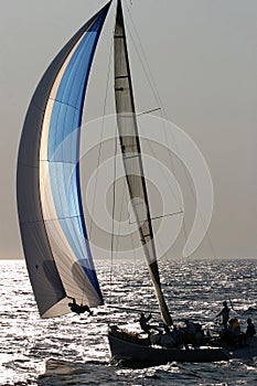 Sailing boat at silhouette