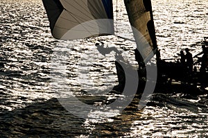 Sailing boat at silhouette