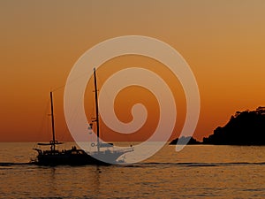 Sailing Boat Silhouette at Sunset