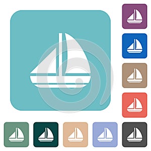 Sailing boat solid rounded square flat icons