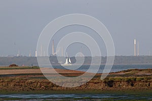 Sailing boat and Southampton backdrop