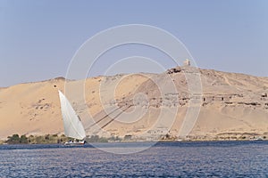 Sailing boat and Tombs of the Nobles