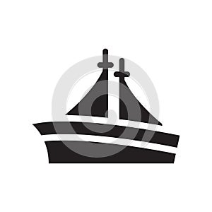 Sailing boat with veils icon vector isolated on white background