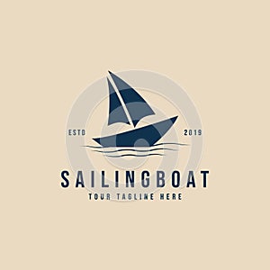 sailing boat vintage logo template vector symbol illustration design template