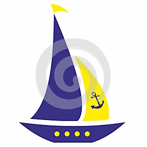 Sailing boat, web symbol, vector icon, eps