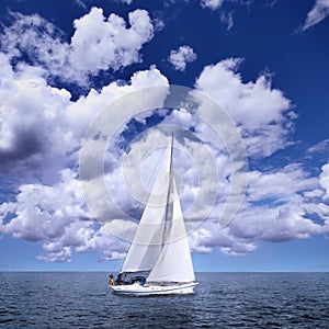 Sailing boat in the wind