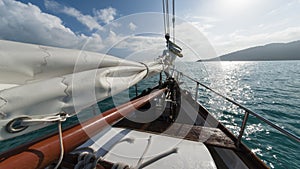 Sailing boat in the wind