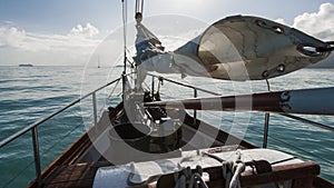 Sailing boat in the wind