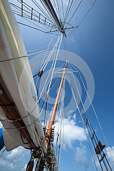 Sailing boat in the wind