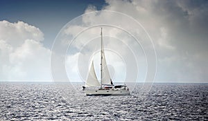 Sailing boat in the wind