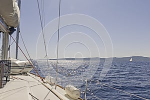 Sailing boat in the wind a summe