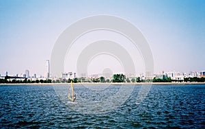 Sailing boat in the wind