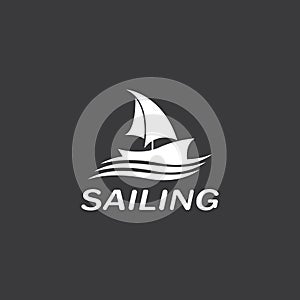 Sailing boat yacht logo vector illustration