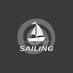 Sailing boat yacht logo vector illustration