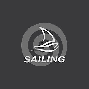 Sailing boat yacht logo vector illustration