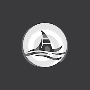 Sailing boat yacht logo vector illustration