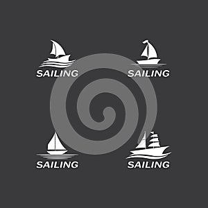 Sailing boat yacht logo vector illustration