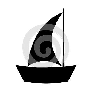 Sailing boat yacht silhouette vector illustration. Black isolated sailboat on white background. Flat style. Simple