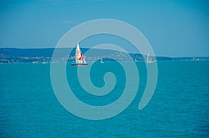 Sailing Boats on Balaton Lake