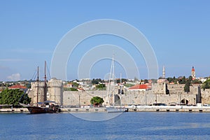 Sailing boats on the harbor of Rhodes